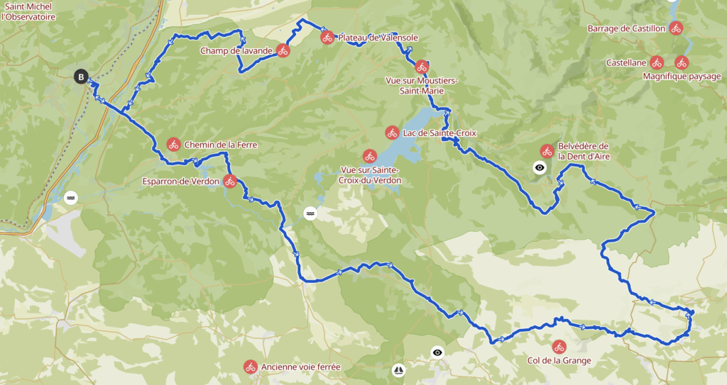 Itinéraire Gorges du Verdon à vélo