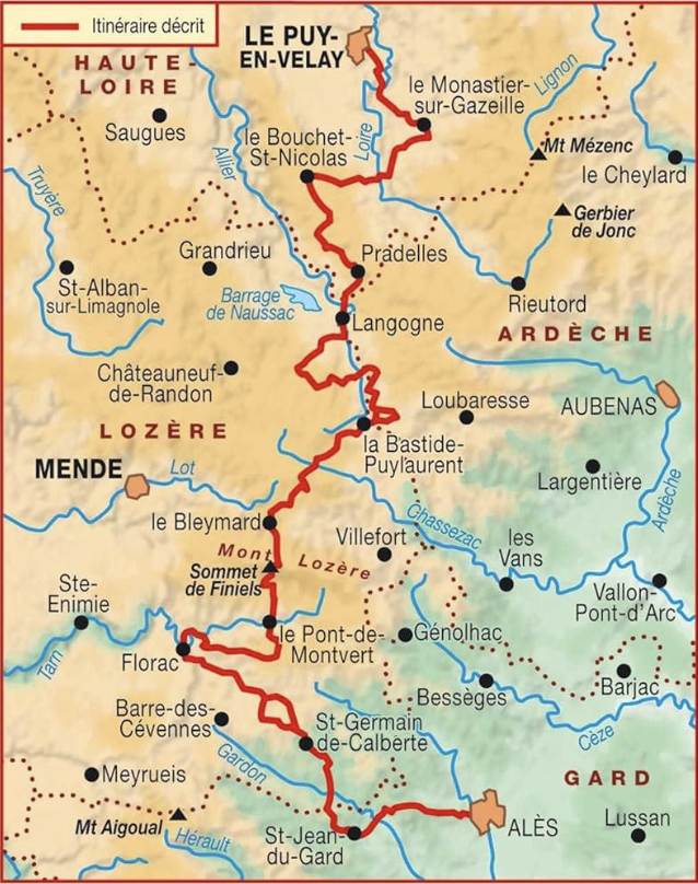 Itinéraire chemin de Stevenson