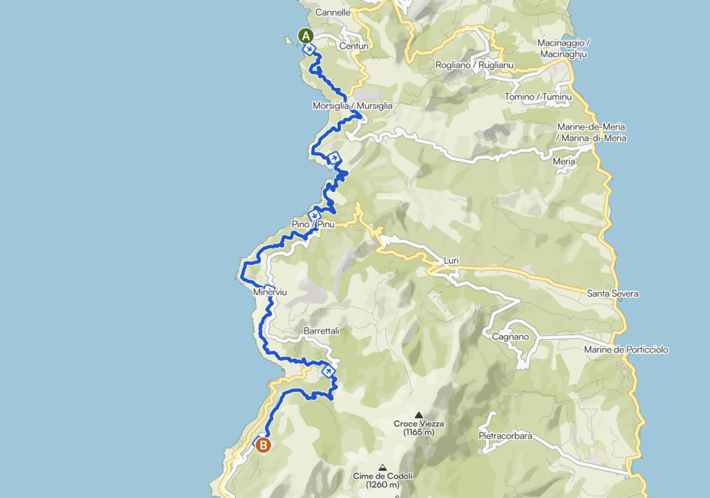 Carte tour du Cap Corse à vélo étape 3
