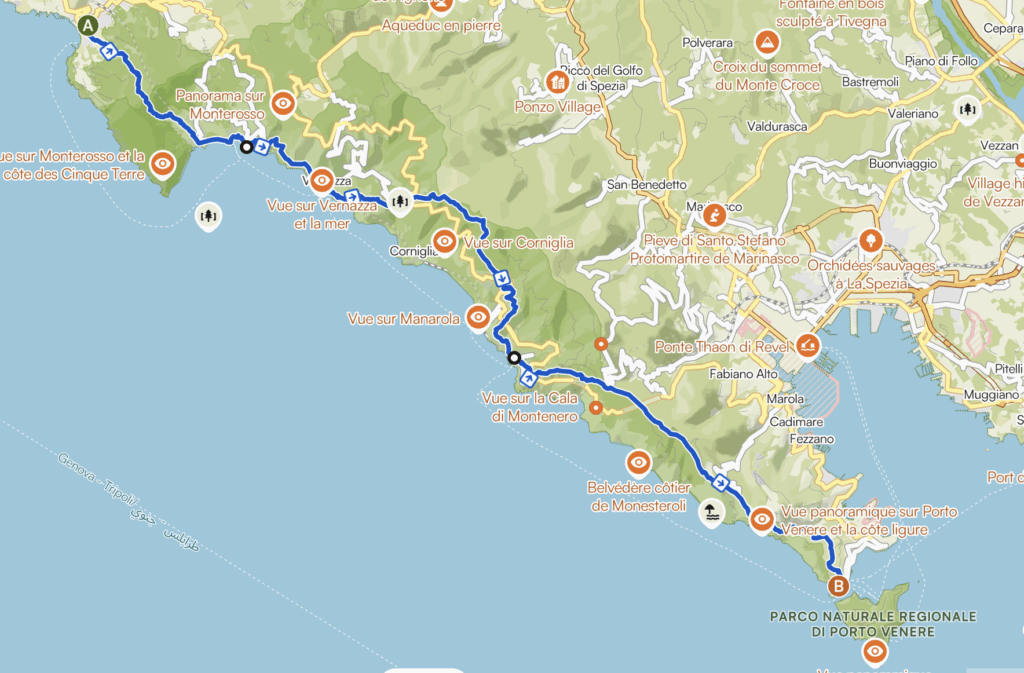 Randonnée de Levanto à Porto Venere, Italie