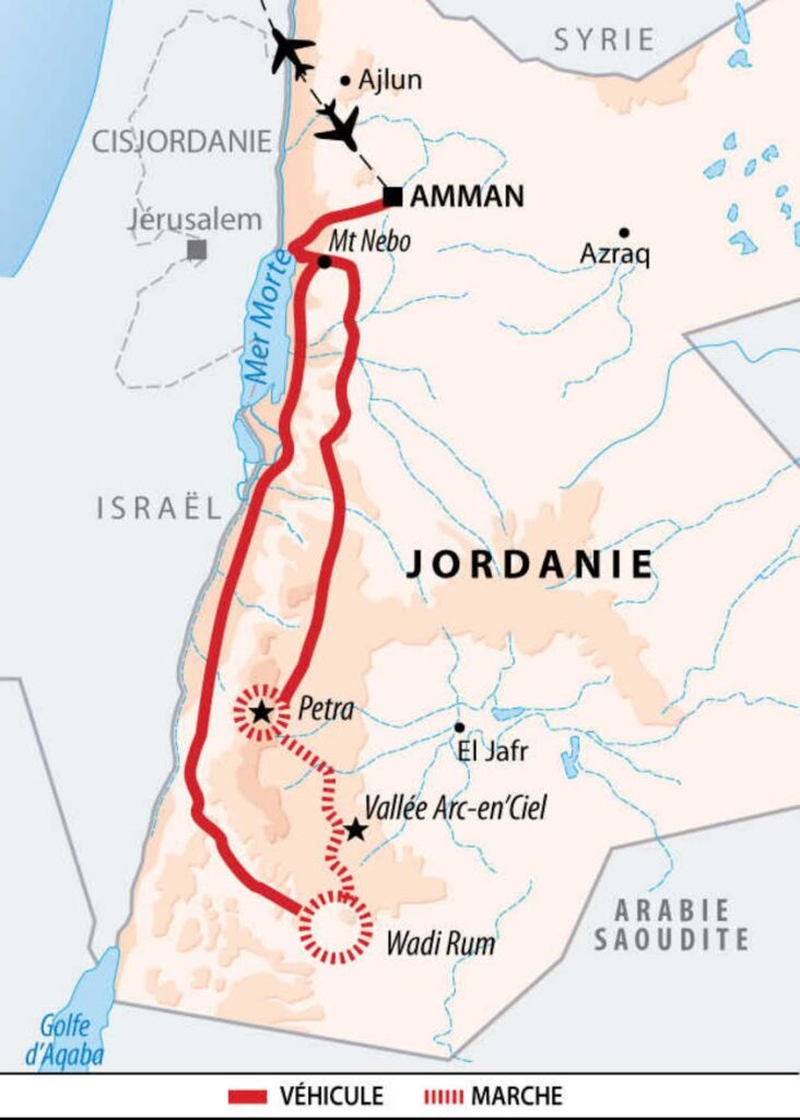 Carte randonnée en Jordanie