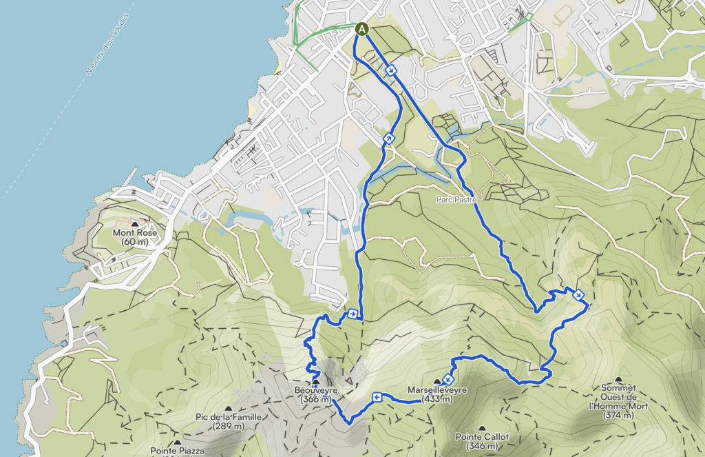 Carte randonnée sommet de Marseilleveyre