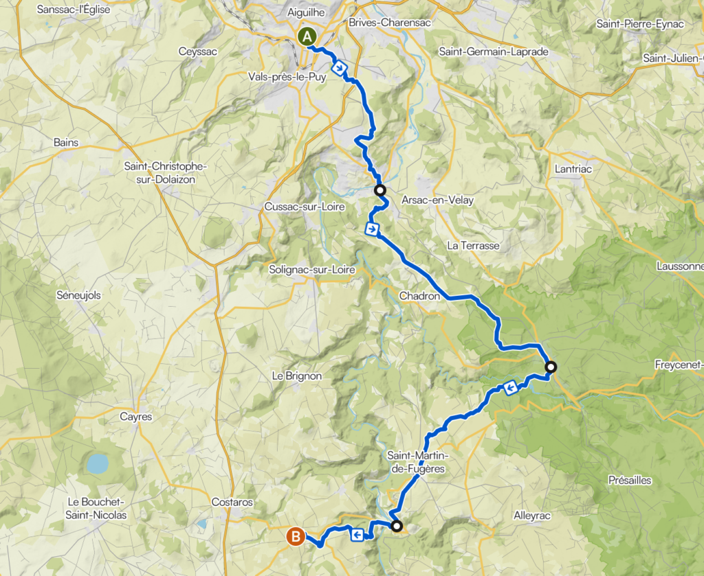 Itinéraire étape 1 Chemin de Stevenson