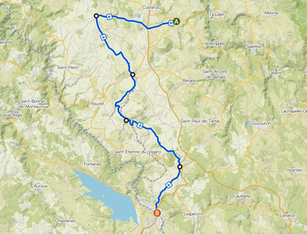 Itinéraire étape 2 Chemin de Stevenson