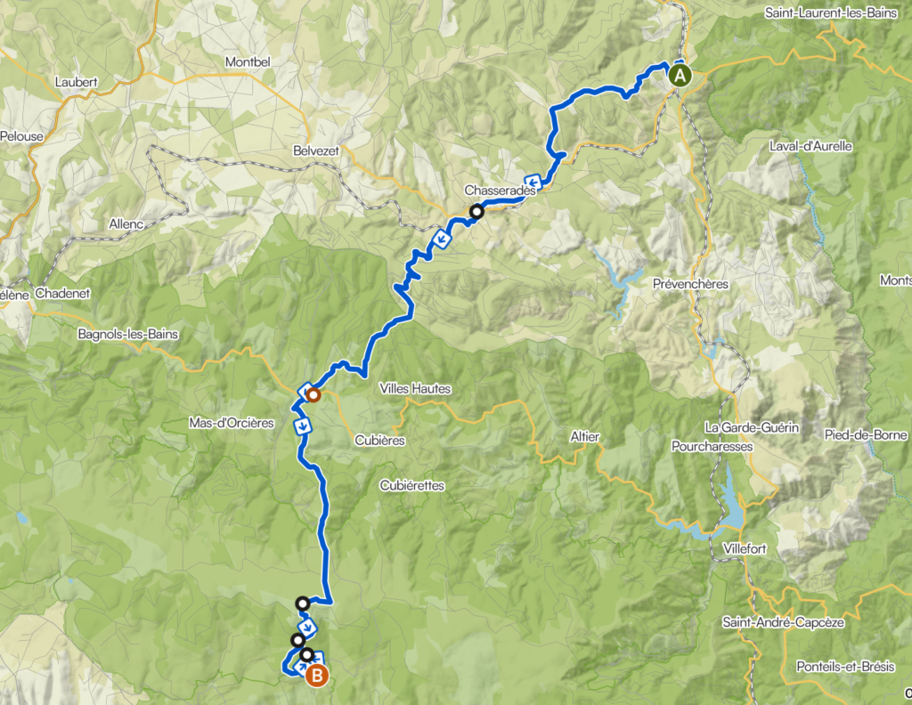 Itinéraire étape 4 Chemin de Stevenson