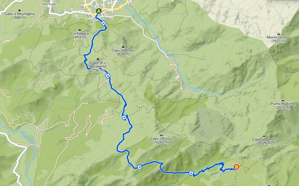 Itinéraire étape 1 GR 20